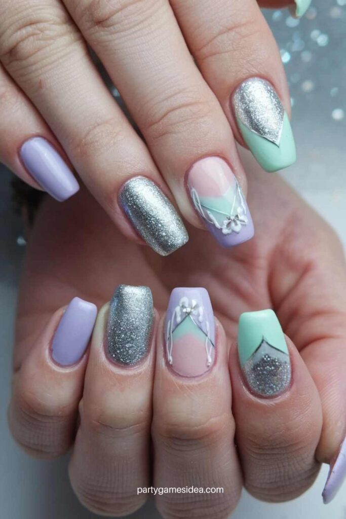 Silver with Pastels