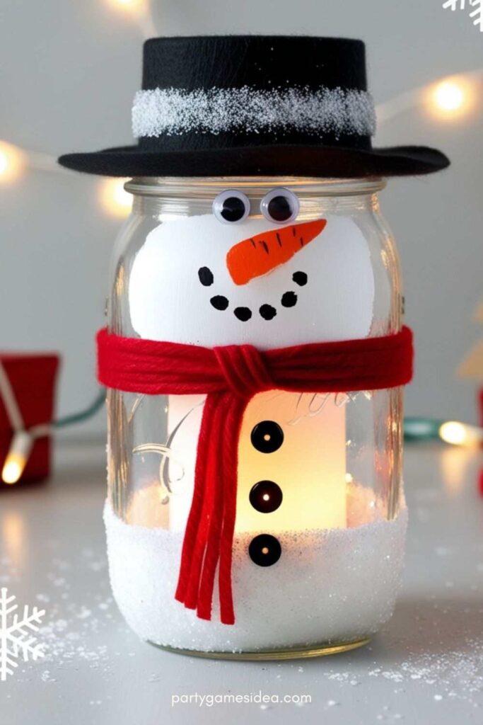 Snowman Mason Jar Lantern