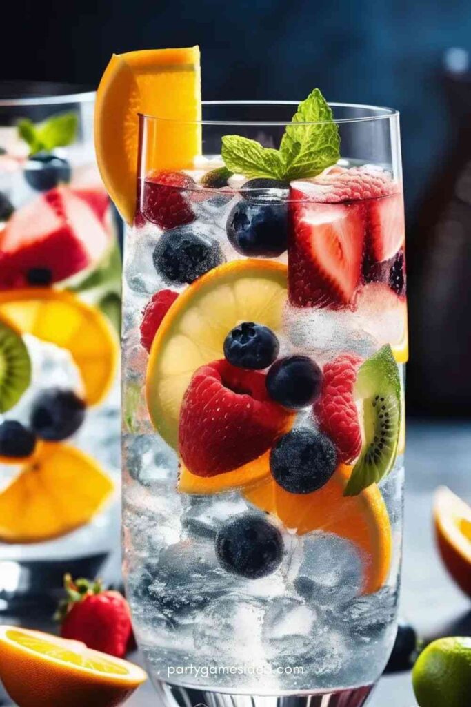 Sparkling Water with Fruit Garnishes