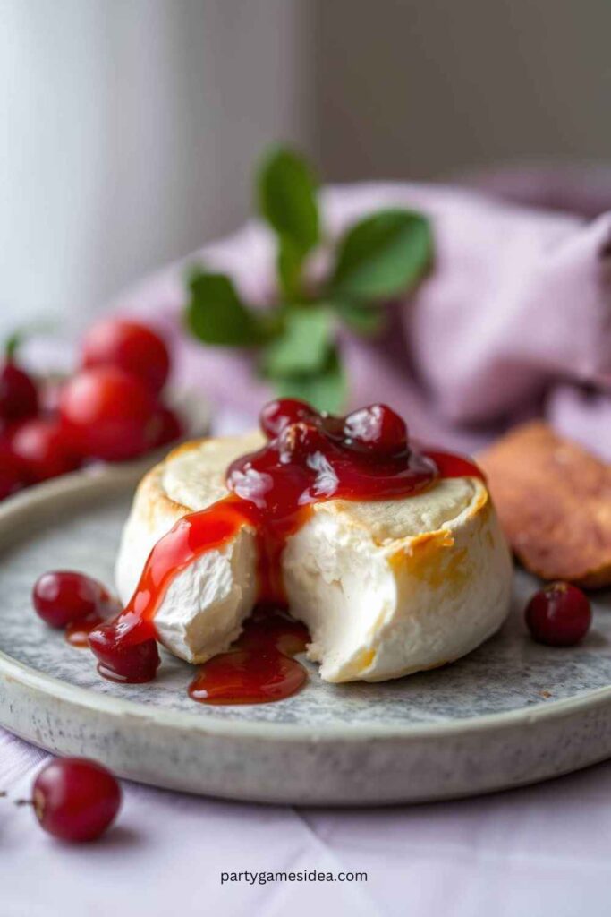 Warm Mini Baked Brie with Cranberry Sauce