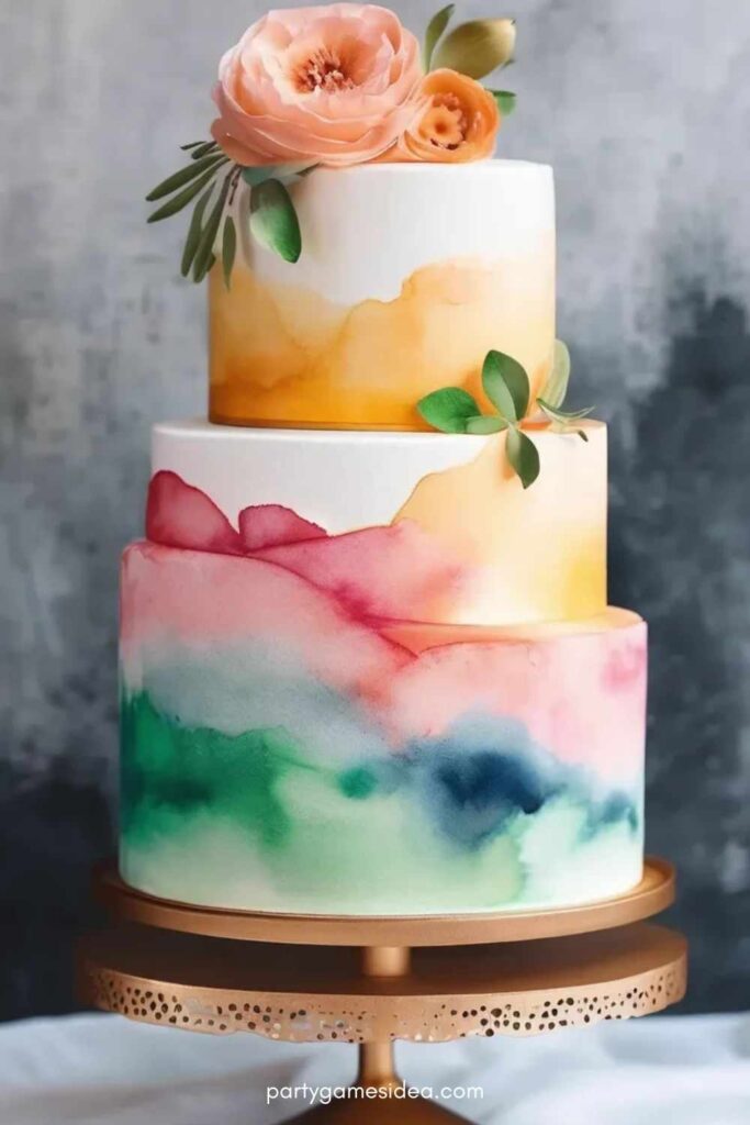 Watercolor Painted Cake