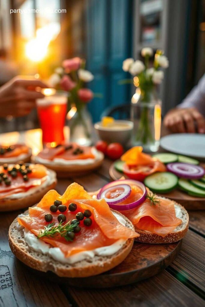 Bagels with Cream Cheese and Toppings