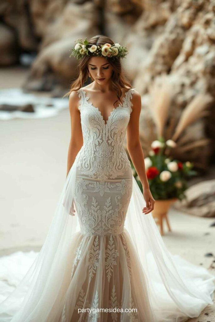 Boho-Inspired Mermaid Wedding Dress