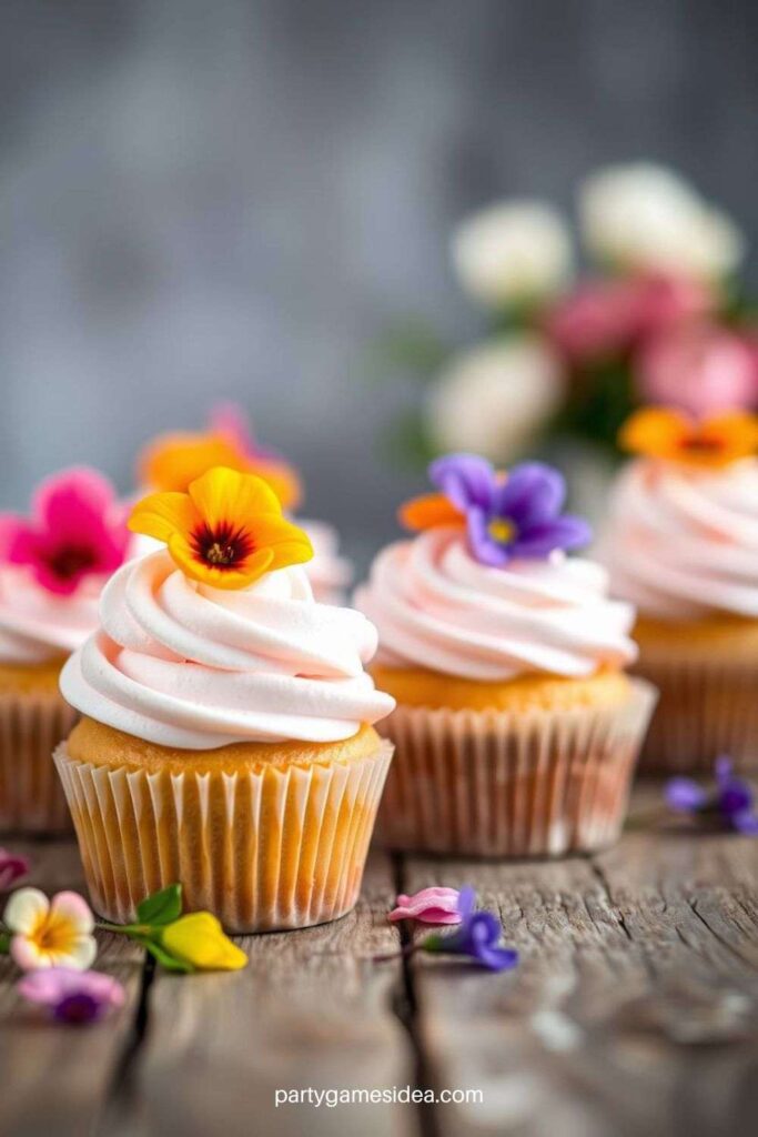 Edible Flower Cupcakes