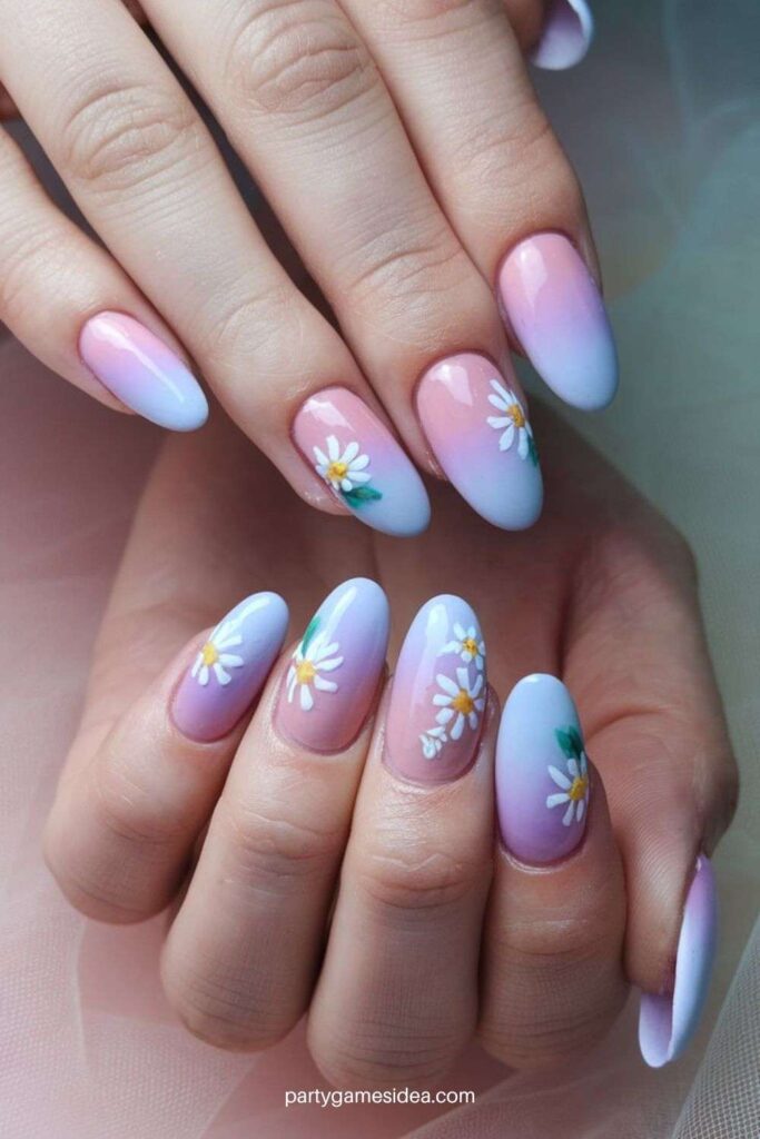 Floral Ombre Nails