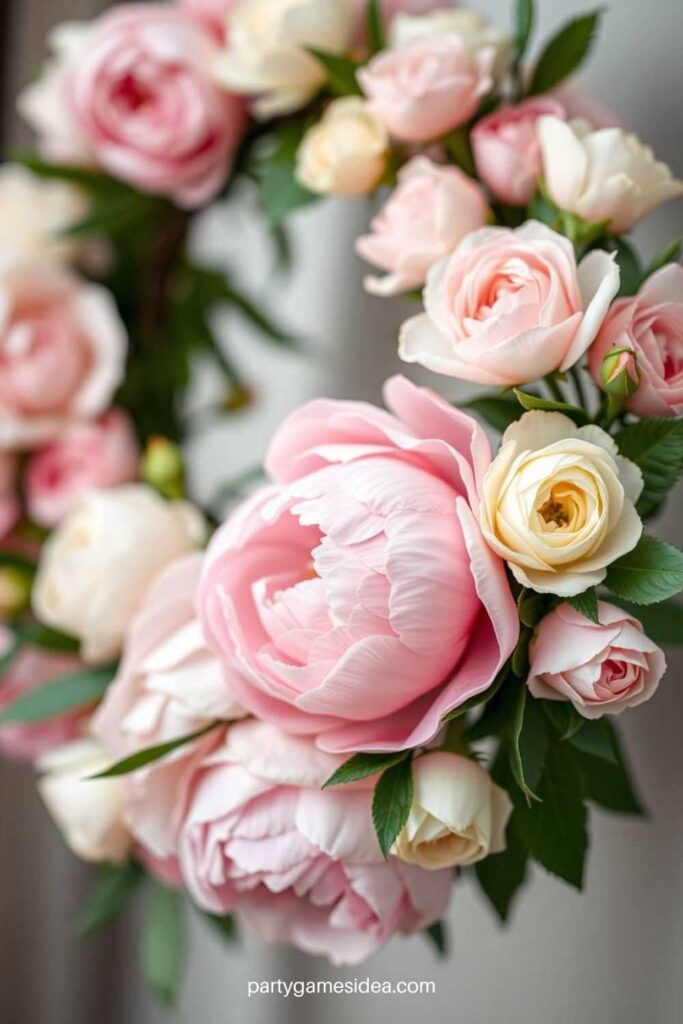 Floral Wreath with Peonies and Roses