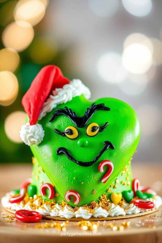 Grinch Heart Cake