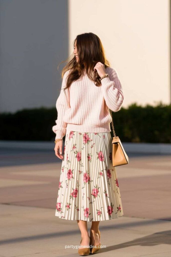 Lightweight Sweater and Pleated Skirt