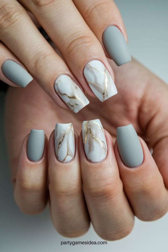 Matte Marble Nails