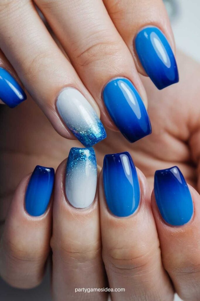 Ombre Blue Nails