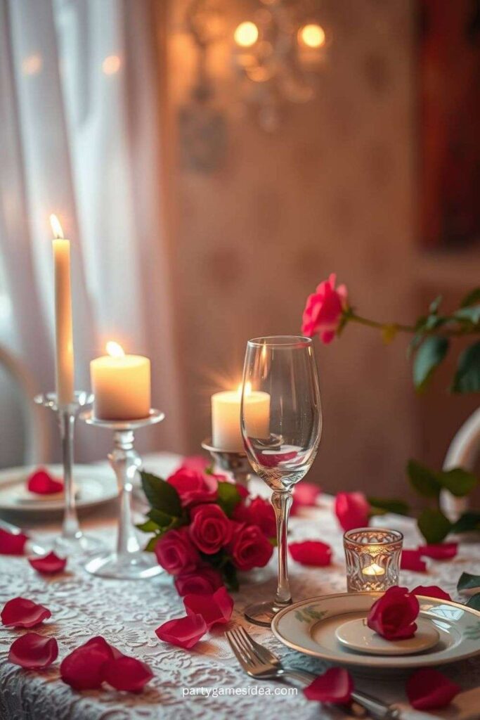 Romantic Candlelit Table Setup