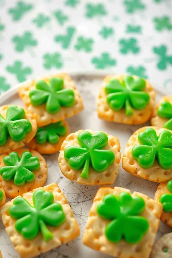 Shamrock Shaped Cheese & Crackers