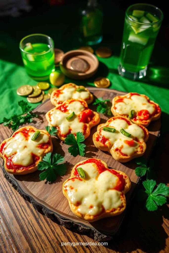 Shamrock-Shaped Mini Pizzas