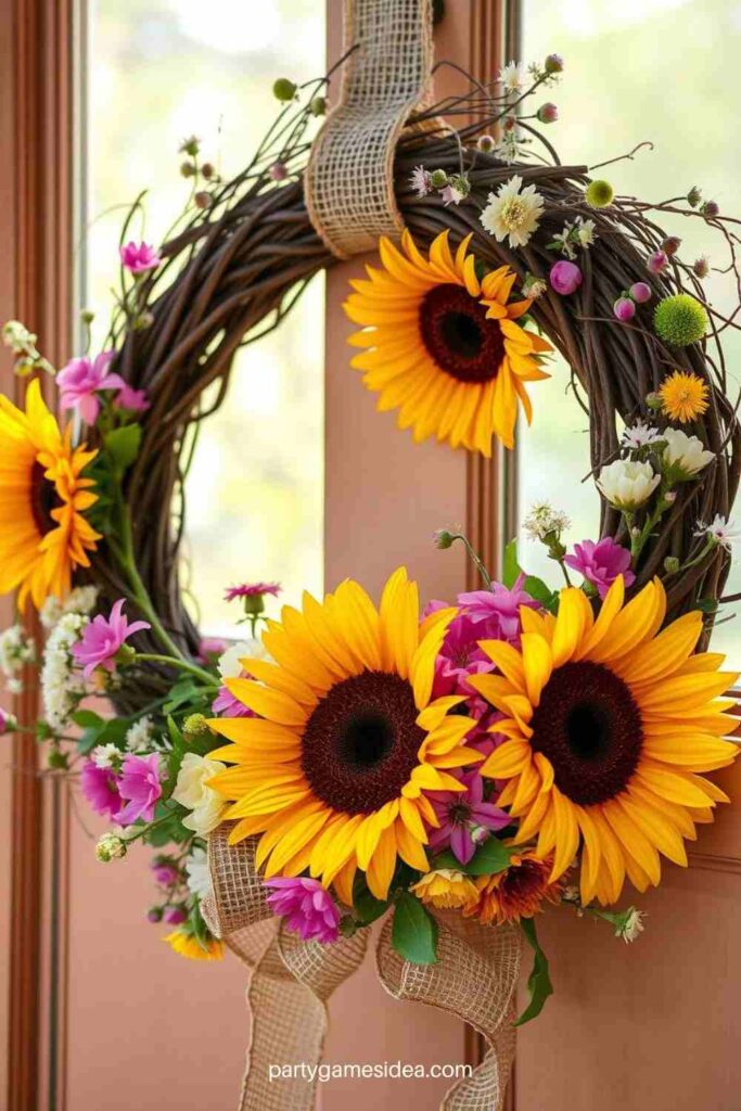 Sunflower and Burlap Wreath