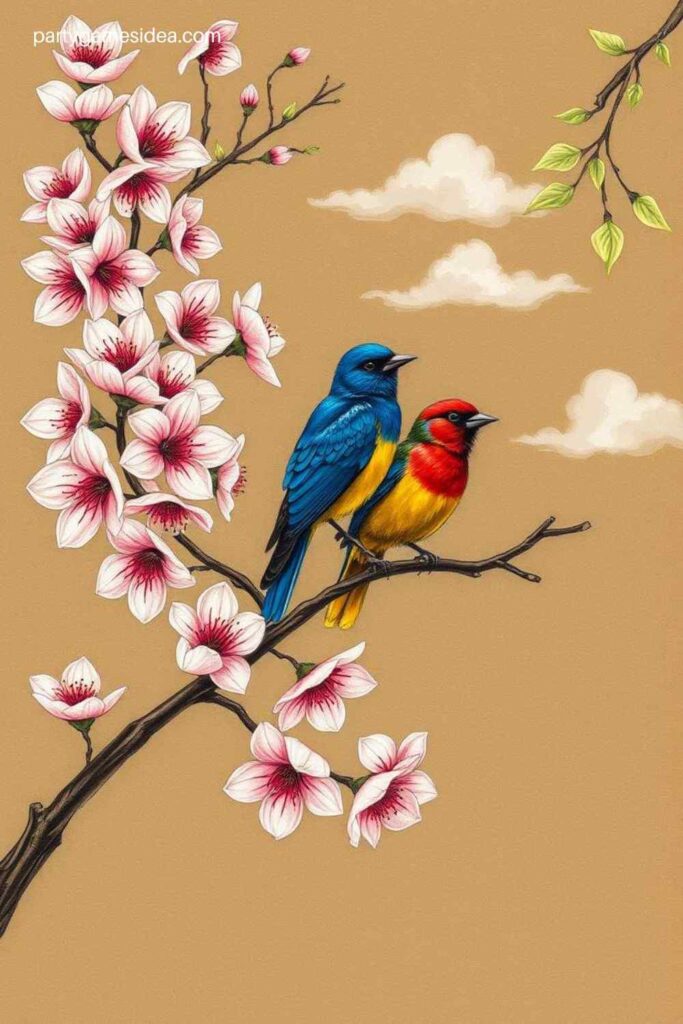 Birds on a Blossom Branch