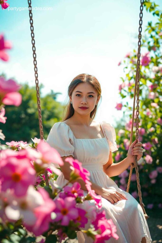 Swing in a Flower Garden